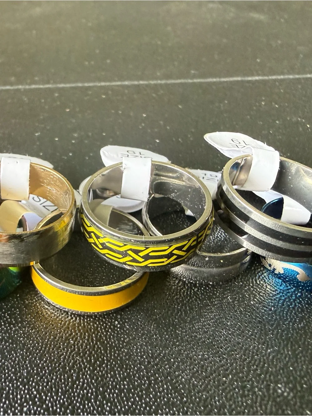 Men’s Multicolor Stainless Steel Ring Set of 11 NWT Yellow, Black, Silver